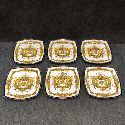 PORCELANA REAL 6 Piezas 10" Placa Cuadrada B013-F078-L, Oro 24K Foto 1 de 4