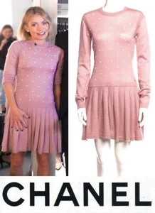 4.5K Chanel 2014 Kelly Pink Pearl Mohair Knit Sweater Dress 40 42 6 8 10 Top M L - Picture 1 of 24