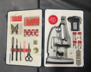 EUC Tasco 1200X Microscope Kit with Lots of Extras M1200ZFC in case + Slides - Picture 1 of 6
