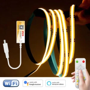 5m WiFi COB LED Strip Dimmable Flexible Room Decor Lighting RF Remote for Alexa - Picture 1 of 21