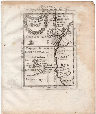 1719 Mallet Map Isles des Canaries Cap Verd, Canary Islands, Cape Verde, Madeira - Image 1 of 2