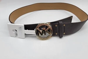 Michael Kors 556123C  Womens  S Chocolate Brown Texture Genuine Leather Belt** - Picture 1 of 7