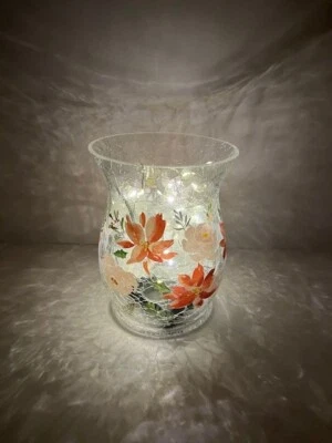 Yankee свечи большой 7,5'' банка держатель J/H треск стекла ураган пуансеттия цветочный - Изображение 1 из 4