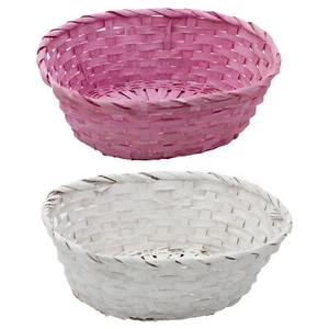 Woven Hamper Gift Basket Valentines Mother's Day Birthday White or Pink - Picture 1 of 5