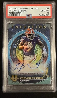 2022-23 Bowman Inception University Auto #BIA-TE Trevor Etienne Blue /99 PSA 10 - Image 1 of 2