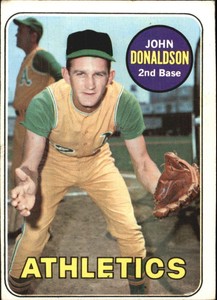 1969 Topps Oakland Athletics Baseball Card #217 John Donaldson - VG