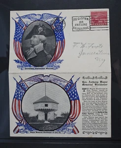 Oct 19, 1929 FDC USA SCott #680-6 Laird Double Postcard VF General Anthony Wayne - Picture 1 of 2