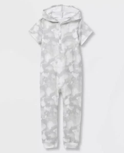 NUOVA tuta in spugna francese Grayson collettiva maniche corte tie-dye con cappuccio taglia 2T - Foto 1 di 2