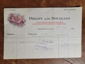 Dillon & Douglass medaglia d'oro burro cremoso, ricevuta Provvidenza RI 1914 - Foto 1 di 2