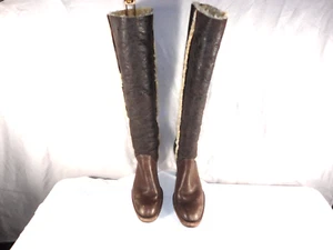 Kors, Michael Kors women's leather shearling distressed boots brown, size 10 M - Picture 1 of 10