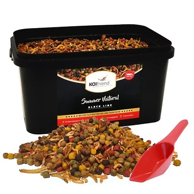 KOIFRIEND Koifutter 5 Liter Summer Natural Koi Fischfutter Seidenraupen Mehlwürmer Krebse