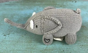 Estella Knit Toy Rattle Elephant Organic Cotton Handmade Peru - Picture 1 of 8