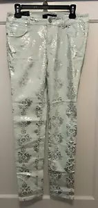 NWT Tinsel Denim Couture Women's Skinny Pants Jeans Size 28 Mint Green / Silver - Picture 1 of 13