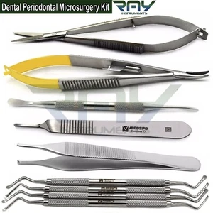 Dental Periodontal Microsurgery Kit Bone Curettes Needle Holder Forceps Tweezer - Picture 1 of 7