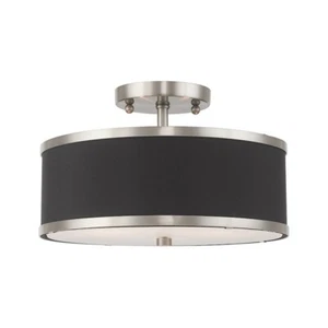 Livex Park Ridge 2 Light Ceiling Mount, Brushed Nickel/Black - 60402-91 - Picture 1 of 1