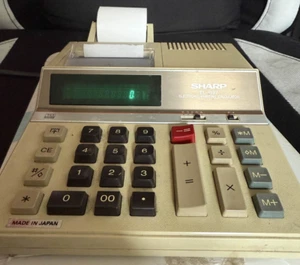 SHARP ELECTRONIC PRINTING CALCULATOR EL-1197 WITH SPARE ROLLS - WORKING ORDER - Picture 1 of 3