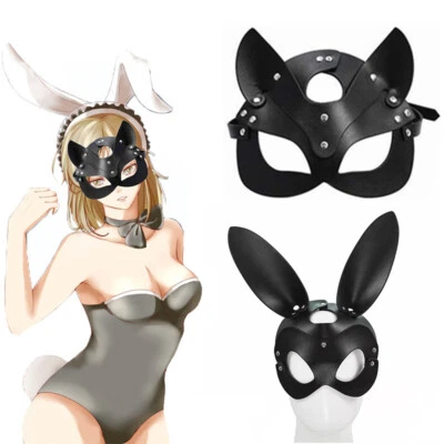 Vegan Leather Black Eye Mask Masquerade Mask Party Cosplay Costume Masks Sexy ~ - Image 1 of 4