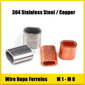 Wire Rope Ferrules Sleeves Crimping Ferrules 304 Stainless Steel / Copper M1-M8 - Picture 1 of 10