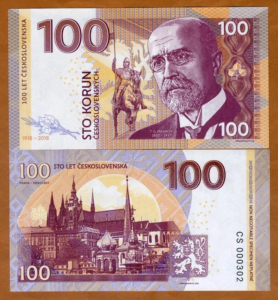 Czechoslovakia, 100 Korun, 2018, Private issue, Specimen, UNC Masaryk - Image 1 of 1