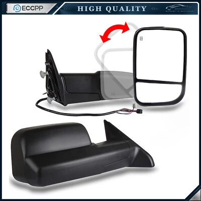 Par de espejos retrovisores eléctricos térmicos para Dodge Ram 1500 09-17 10-17 Ram 2500 3500 negros Foto 1 de 4