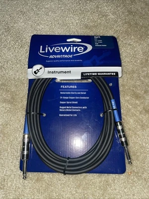 Cable de instrumento Livewire Advantage 15 pies negro Foto 1 de 2