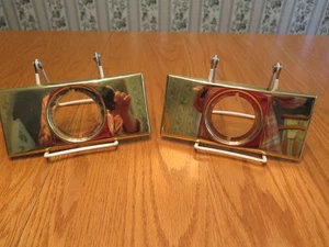 Vtg. MCM Polished Brass Door Knob Back Plate Escutcheon 7.25" x 3.25"  Set Of 2 - Bild 1 von 15