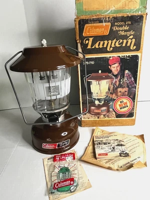 1976 Coleman Model 275 Brown Double Mantle With Picket Fence Globe Box Manuals - image 1 of 4