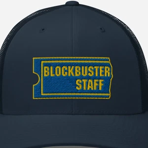 Blockbuster Staff Hat - Unisex Trucker Cap, Nostalgia 80s & 90s, Mesh Backing - Picture 1 of 13