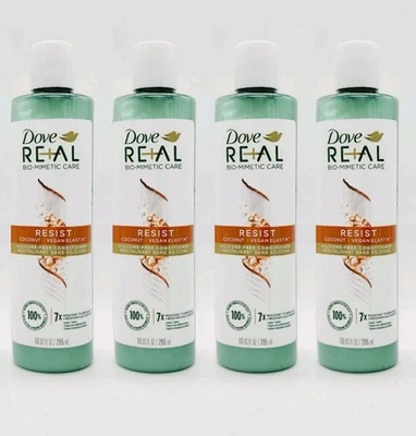 Lot Of 4 Dove RE+AL Bio-Mimetic Resist Coconut + Vegan Elastin Conditioner 10 Oz - Image 1 of 4