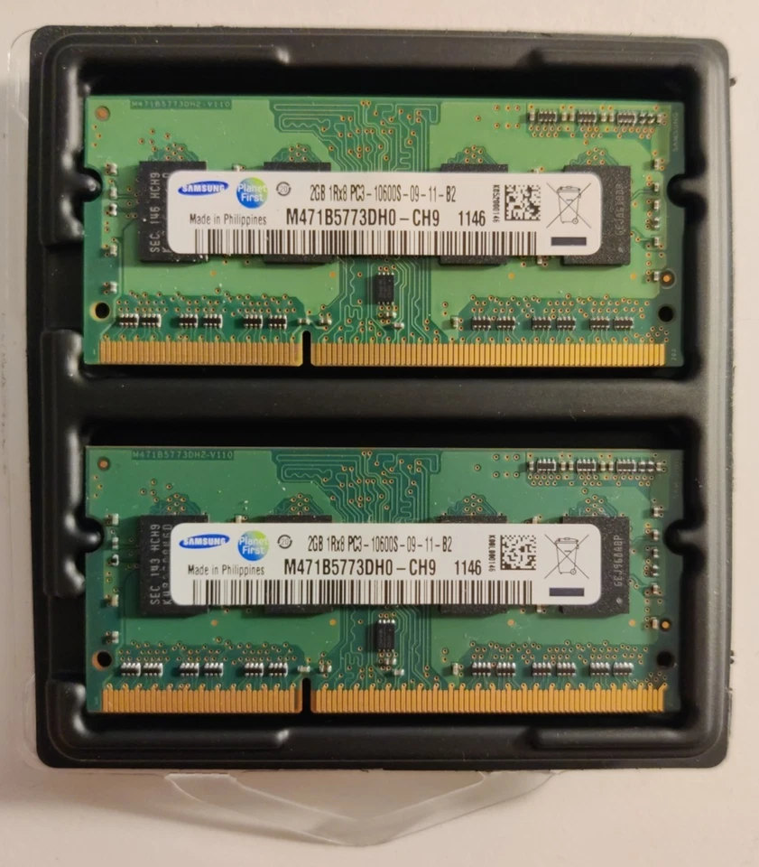 SAMSUNG 2X 2GB = 4GB PC3 10600S Memory RAM M471B5773DH0-CH9 - Immagine 1 di 1