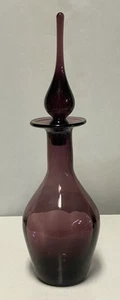 MCM Vintage 1960's Rainbow Glass 15" Amethyst Panel Optic Decanter & Stopper - Picture 1 of 11