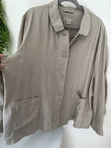 Seasalt “Coastal Paddle’ Penny Collar  Jacket | 100% Linen | Size 22 Oatmeal - Picture 1 of 11