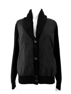 Prada Designer Outdoorjacke Strickjacke  Wolle Nylon Schwarz  IT:42 DE:38 - Bild 1 von 5