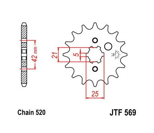 JT Front Sprocket 520 17T #JTF569.17 for BMW/Kawasaki/Yamaha - Image 1 of 1