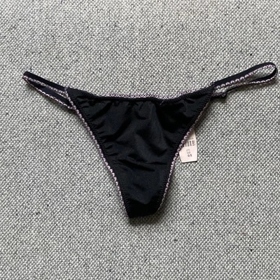 Victoria’s secret black thong pink heart trim keyhole crystal lock charm panties - Image 1 of 4