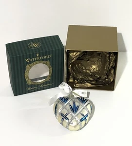 Waterford Lismore Blue Heart Ornament Holiday Heirloom 115854 Vintage Poland EUC - Picture 1 of 8