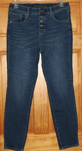JAG Valentina Skinny Pull-on Stretch Jeans Women's 12 Button Fly Dark Wash EUC - Picture 1 of 6