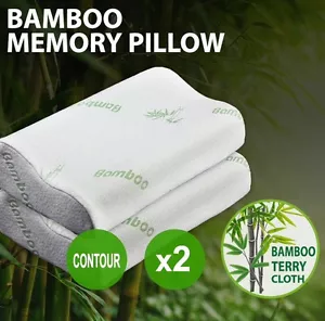 2xLuxury Bamboo Pillow Premium Support for Neck & Shoulder Contour Shape 60x40cm - Picture 1 of 9