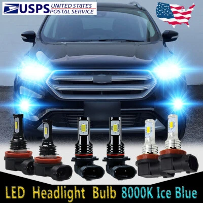 For Ford Escape 2017-2020 - 6X LED Headlight High Low Beam + Fog Light Bulbs HKL - Image 1 of 4