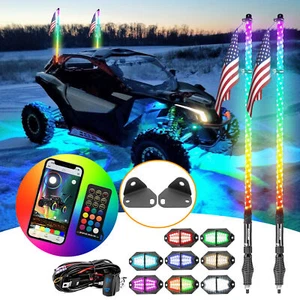 WEISEN 3FT RGB LED Whip Lights Mount Wire Kit+Rock Lights For Can-Am Maverick X3 - Picture 1 of 17