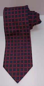Christian Dior Seidenkrawatte 56" dunkelblau rot Fensterscheibe Karogitter - Bild 1 von 4