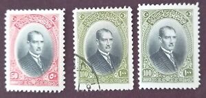 Ottoman Turkey 1926 London Printing Republic 50 &100 kuruş MLH &Used 3 Stamps