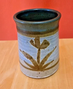 Studio Pottery Glaze Planter Pot 6" X 4 1/2" Speckled Brown Green Blue Signed - Picture 1 of 6