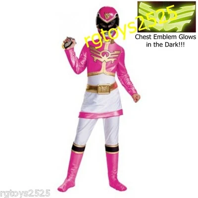 Power Rangers Megaforce Deluxe Pink Child Costume Size 10-12 Large New Glow - Image 1 of 2