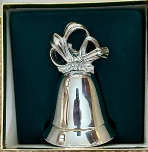 Vintage Kirk Stieff 1992 Silverplate Bell Ornament Music Box Christmas In Box - Picture 1 of 11