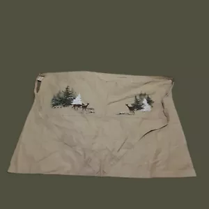 Pottery Barn Tan Artist Wrap Waist Apron Winter Pine Trees Snow Pockets 34"x24" - Picture 1 of 10
