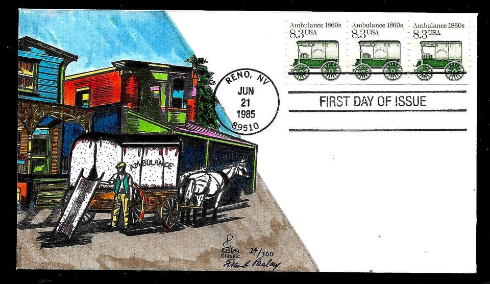 2128 8.3c Stamps (1985) 1860s AMBULANCE FDC HD/HP BY PASLAY CLASSIC CACHETS - Image 1 of 1