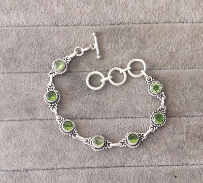 Peridot Bracelet 925 Sterling Silver Designer Silver Bracelet Gift Item MO5195 - Image 1 of 3