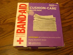 1 Box Band-Aid Cushion Care 10 LARGE Gauze Pads 4" X 4" READ DESCRIPTION - Picture 1 of 8
