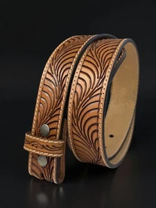 Cinturón Western de Cuero Genuino Grano Completo Hecho a Mano Para Hombre Resistente Sin Hebilla - Imagen 1 de 7